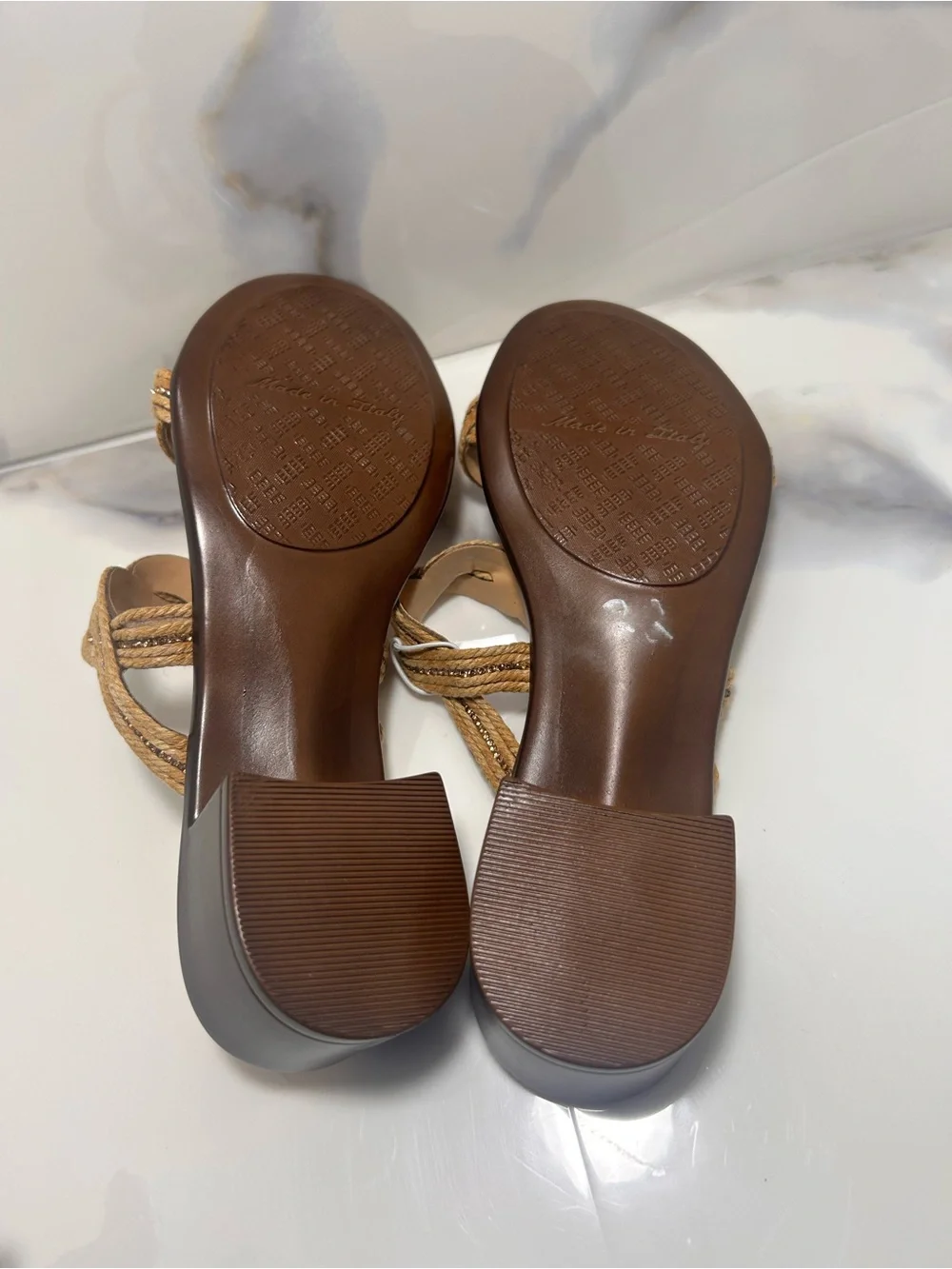Italian Shoemakers Tan Braided Double-Strap Slide Sandals